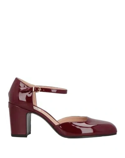 Bally Woman Pumps Burgundy Size 11.5 Calfskin In Red