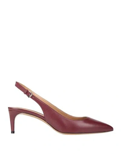Bally Woman Pumps Burgundy Size 6 Lambskin In Red