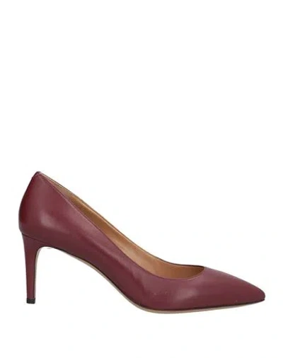 Bally Woman Pumps Burgundy Size 7 Lambskin In Brown