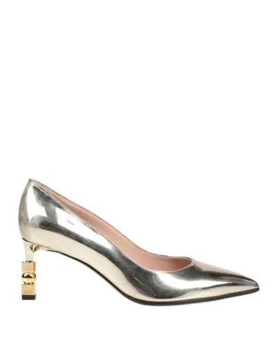 Bally Woman Pumps Gold Size 6 Textile Fibers In Silver