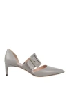 Bally Woman Pumps Grey Size 7 Sheepskin, Textile Fibers In Grey