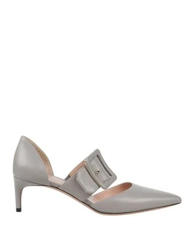 Bally Woman Pumps Grey Size 7 Sheepskin, Textile Fibers