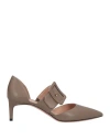 Bally Woman Pumps Khaki Size 7.5 Sheepskin, Textile Fibers In Beige