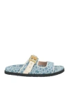 Bally Woman Sandals Blue Size 7.5 Cotton, Leather In Blue