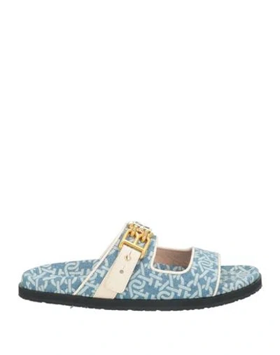 Bally Woman Sandals Blue Size 7.5 Cotton, Leather