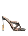 Bally Woman Sandals Dark Brown Size 7.5 Goat Skin In Brown