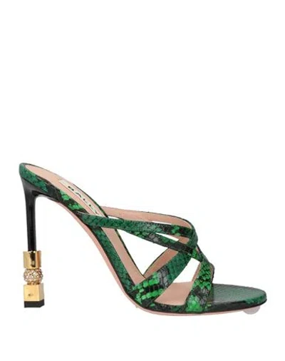 Bally Woman Sandals Green Size 7.5 Goat Skin