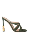 Bally Strappy Suede Mules With Embellished Heel In Green