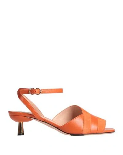 Bally Woman Sandals Orange Size 10 Calfskin