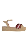 Bally Woman Sandals Sand Size 8.5 Calfskin, Textile Fibers In Beige