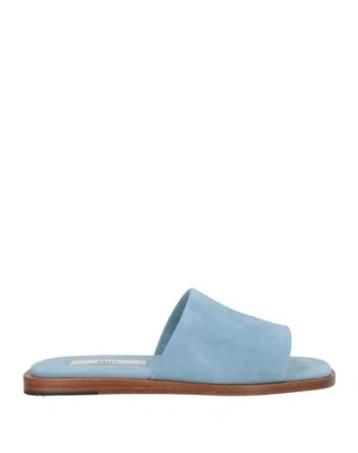 Bally Woman Sandals Sky Blue Size 7 Goat Skin In Black