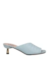 Bally Woman Sandals Sky Blue Size 8.5 Soft Leather In Blue