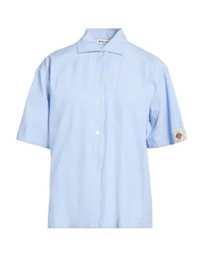 Bally Woman Shirt Azure Size 8 Cotton In Blue