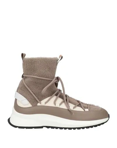Bally Woman Sneakers Taupe Size 10.5 Leather, Textile Fibers In Grey