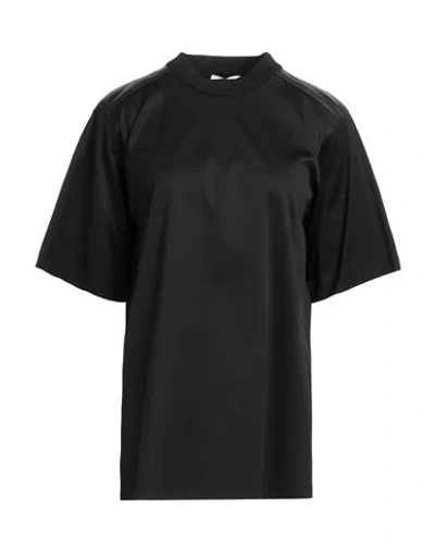 Bally Woman T-shirt Black Size 6 Cotton, Lambskin, Silk, Elastane