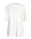 Bally Woman T-shirt Ivory Size L Cotton, Lambskin, Silk, Elastane In White