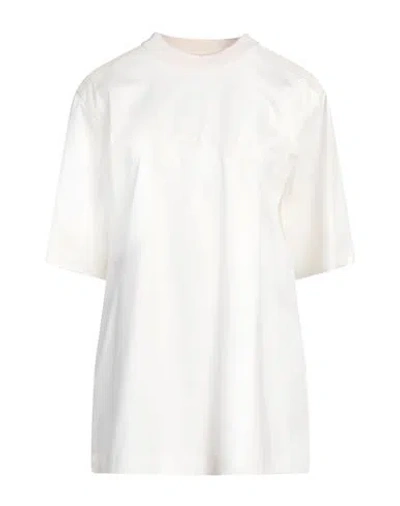 Bally Woman T-shirt Ivory Size L Cotton, Lambskin, Silk, Elastane In White