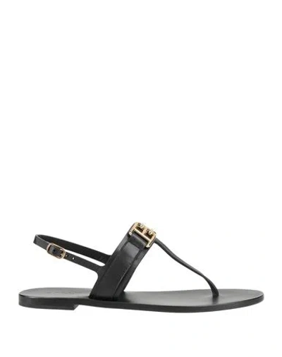 Bally Woman Thong Sandal Black Size 7.5 Leather
