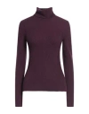 Bally Woman Turtleneck Plum Size 10 Merino Wool In Brown