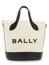 Bally Structured Bucket Bag With Dual Handles And Adjustable Strap In Powder