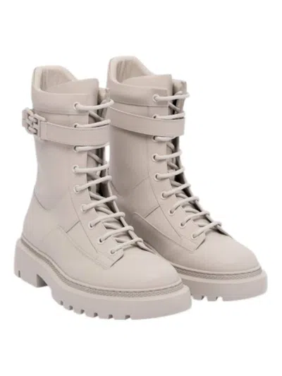 Bally Women's Gioele Leather Ankle Boots In Dusty White In Gray