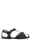 Bally Black Calfskin Leather Sandals With Metal Trim And Buckle Closure In Black