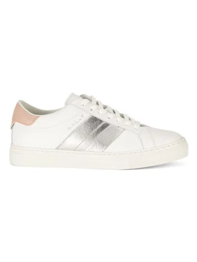 Bally Women's Logo Leather Sneakers In Silver