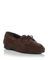 Bally Womens Dark Brown Plume Leather Boat Shoes In Ebano