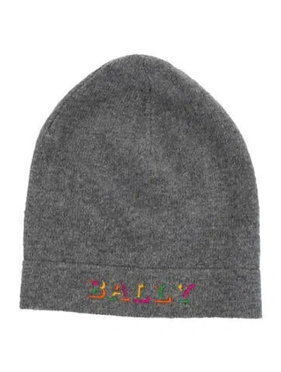 Pre-owned Bally Wool Blend Knit Beanie In Gray