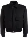 Bally Bomber Jacket In Navy Wool Mix In Black