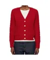 Bally Cable-knit Patch-pocket Cardigan In Red