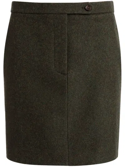 Bally Wool Mini Skirt In Green