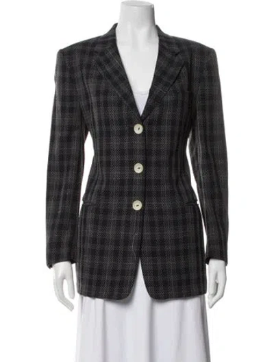 Pre-owned Bally Wool Plaid Print Blazer In Multicolor