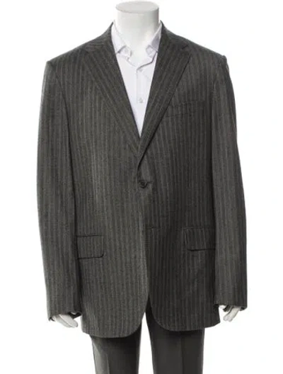 Pre-owned Bally Wool Striped Blazer In Gray