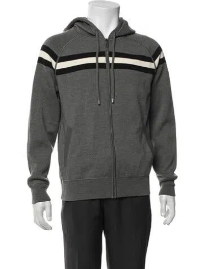 Pre-owned Bally Wool Striped Bomber Jacket In Gray