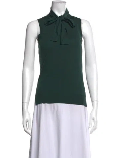 Pre-owned Bally Wool Tie Neck Top In Green