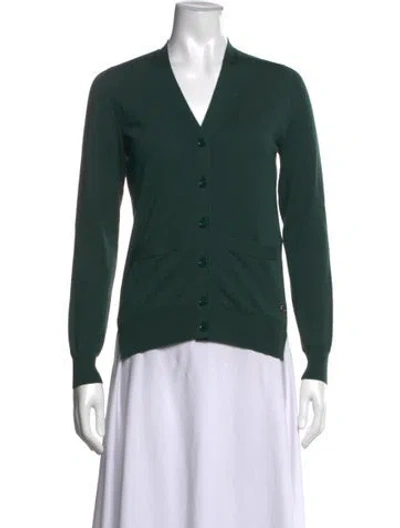 Pre-owned Bally Wool V-neck Sweater In Green