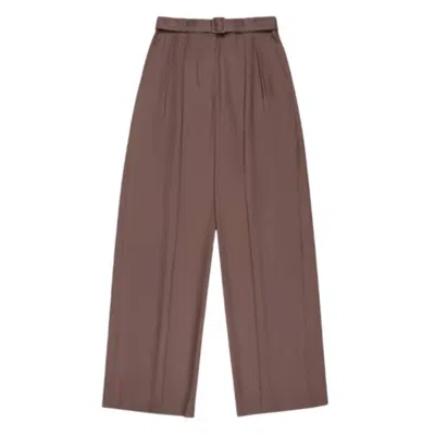 Bally Wool-silk Wide-leg Belted Pants In Brown