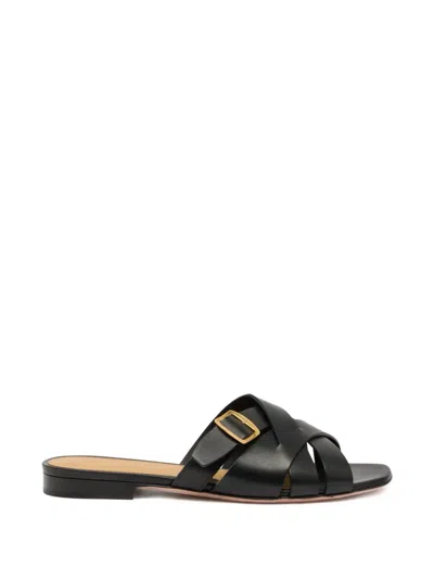 Bally Woven Buckle Leather Sandals In Black