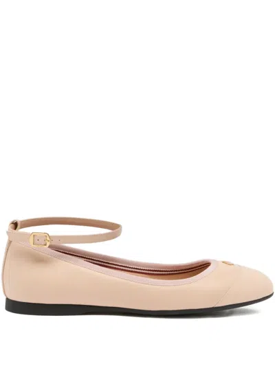 Bally Ysla Ankle-strap Ballet Flats In Neutral