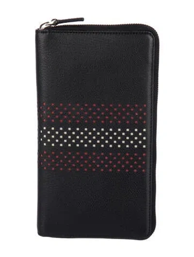Pre-owned Bally Zip Around Leather Continental Wallet In Black