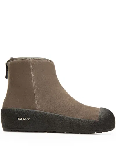 Bally Zip-detail Suede Boots In Brown