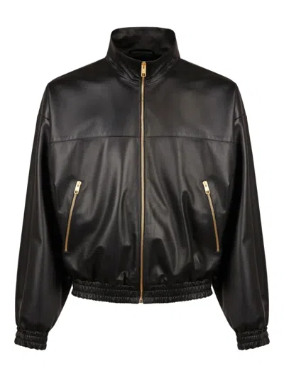 Bally Zip-fastening Leather Bomber Jacket In Black