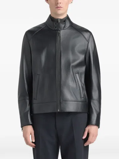 Bally Zip Leather Jacket In Black