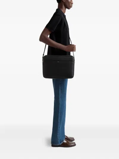 Bally Zip Leather Laptop Bag In Black