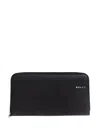 Bally Zip Leather Wallet In Black