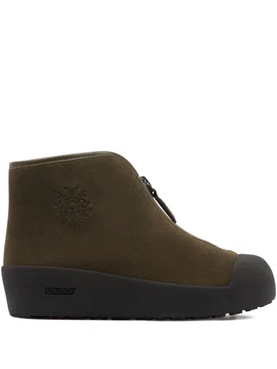 Bally Zip Suede Boots In Green