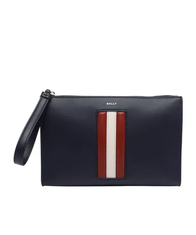 Bally Mythos Logo Stripe Clutch In Blue