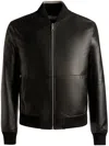 Bally Zip-up Leather Bomber Jacket In Black
