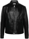 Bally Lambskin Blazer With Cuff Zips And Spread Collar In Black